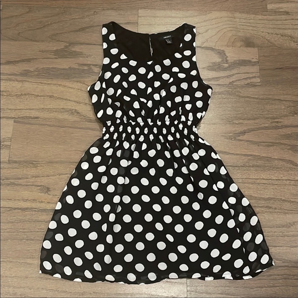 Forever 21 Black and White Polka Dot Dress - Size S